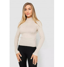 Водолазка женская в рубчик, цвет светло-бежевый, 214R91306.