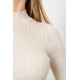 Водолазка женская в рубчик, цвет светло-бежевый, 214R91306.