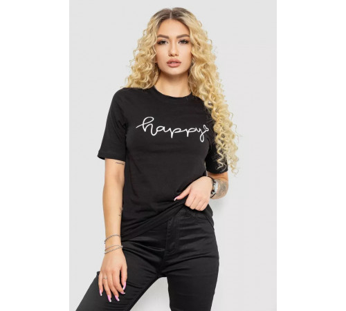 Женская футболка с принтом, цвет черный, 241R126