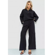 Костюм жіночий вільного крою жатка, колір чорний, 115R0530