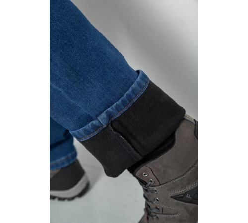 Джинсы мужские на флисе, цвет синий, 254R2402.