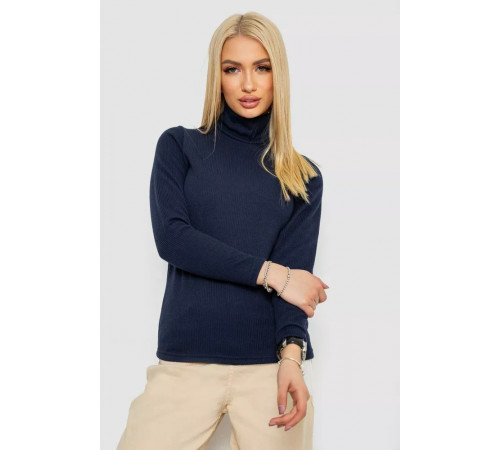 Женский гольф на флисе в рубчик, цвет темно-синий, 238R329