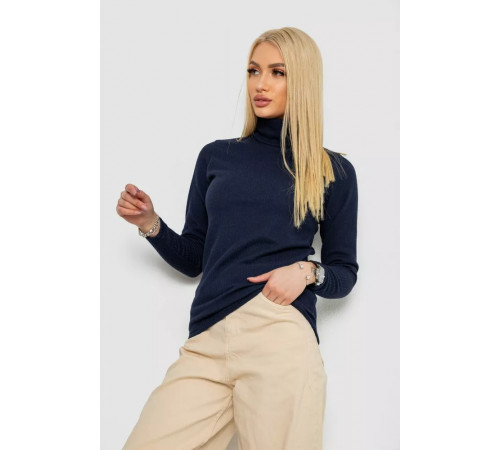 Женский гольф на флисе в рубчик, цвет темно-синий, 238R329