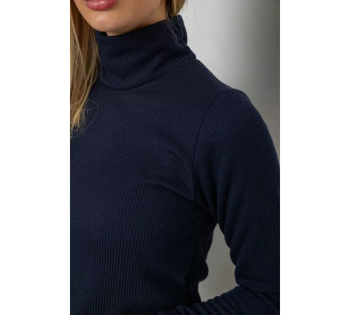 Женский гольф на флисе в рубчик, цвет темно-синий, 238R329