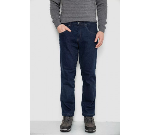 Джинсы мужские утепленные на флисе, цвет синий, 129R9834.
