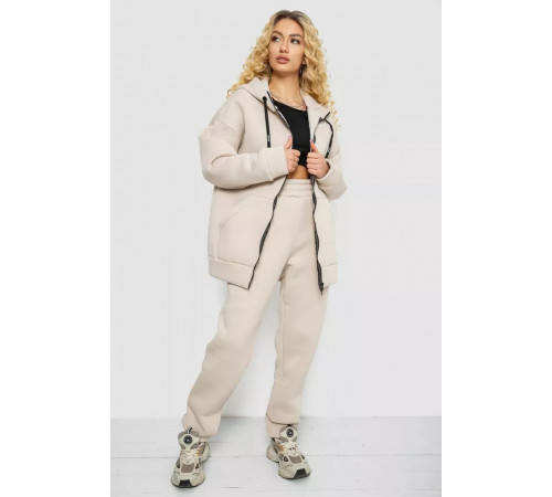 Женский спортивный костюм на флисе, цвет светло-бежевый, 102R7715.