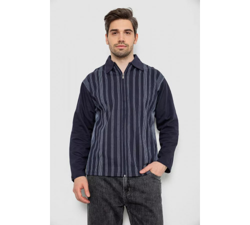 Кофта чоловіча на блискавці в смужку, колір темно-синій, 238R123