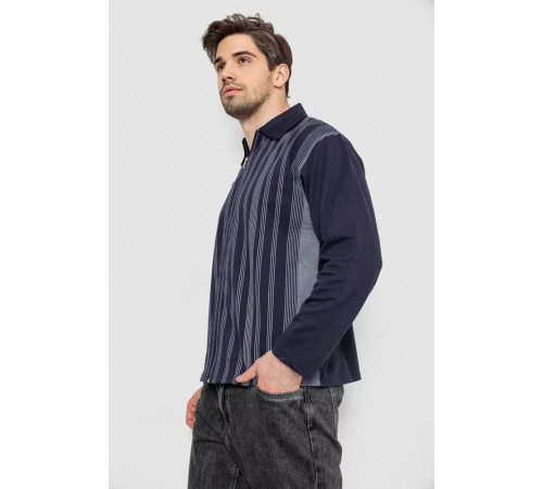 Кофта чоловіча на блискавці в смужку, колір темно-синій, 238R123