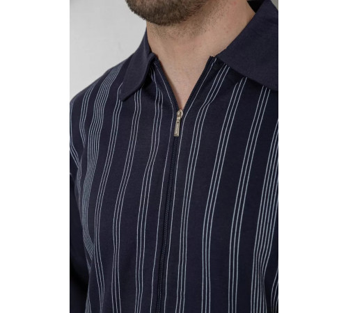 Кофта чоловіча на блискавці в смужку, колір темно-синій, 238R123
