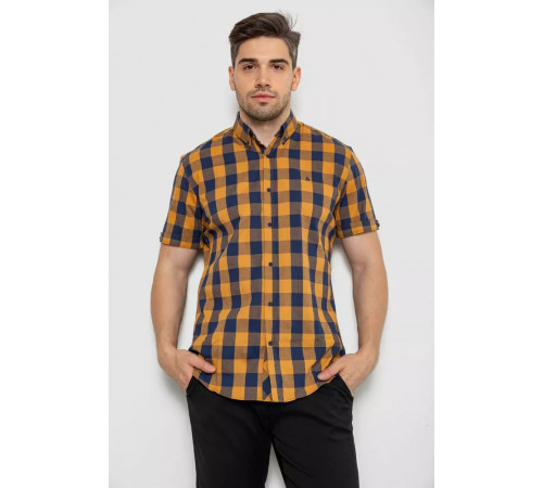 Сорочка чоловіча в клітку, колір коричневий, 214R834