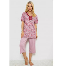 Женская пижама с принтом, цвет пудровый, 243R6923