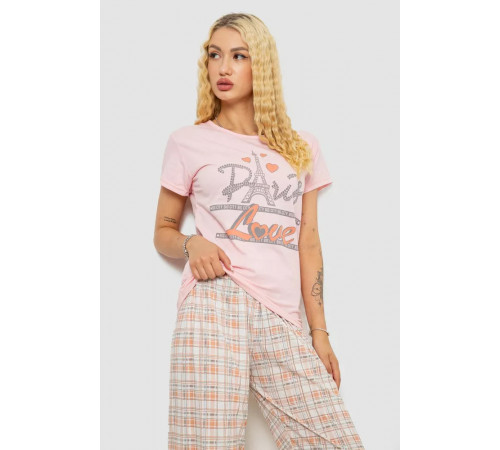 Жіноча піжама з принтом, колір рожевий, 243R3335