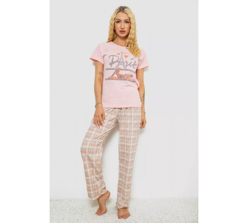 Жіноча піжама з принтом, колір рожевий, 243R3335