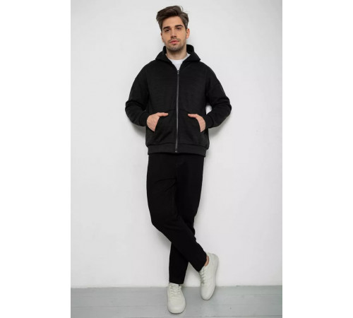 Кофта чоловіча на флісі з капюшоном, колір чорно-сірий, 238R58697