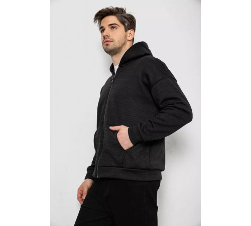 Кофта чоловіча на флісі з капюшоном, колір чорно-сірий, 238R58697