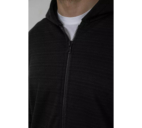 Кофта чоловіча на флісі з капюшоном, колір чорно-сірий, 238R58697