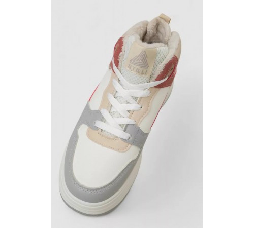 Кросівки жіночі зимові на хутрі, колір біло-червоний, 248RAM09-96