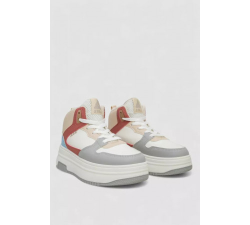 Кросівки жіночі зимові на хутрі, колір біло-червоний, 248RAM09-96