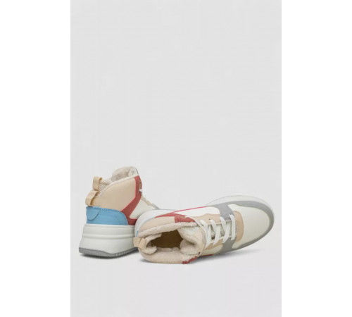 Кросівки жіночі зимові на хутрі, колір біло-червоний, 248RAM09-96