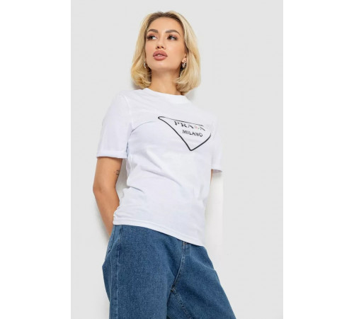 Женская футболка с принтом, цвет белый, 238R57485