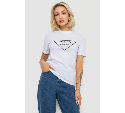 Женская футболка с принтом, цвет белый, 238R57485