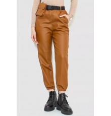 Брюки женские из экокожи, цвет коричневый, 186R5205.