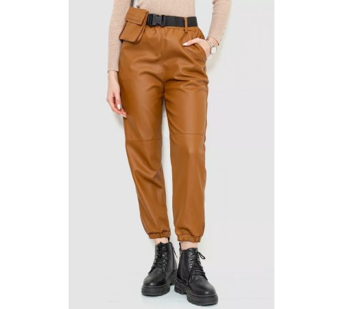 Брюки женские из экокожи, цвет коричневый, 186R5205. Брюки женские из экокожи, цвет коричневый, 186R5205.