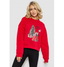 Батник жіночий на флісі з новорічним принтом, колір червоний, 241R4002