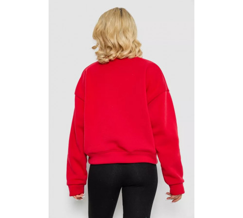 Батник жіночий на флісі з новорічним принтом, колір червоний, 241R4002