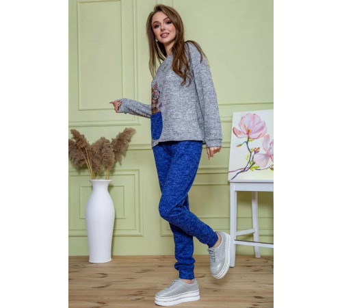 Жіночий костюм штани + кофта, сіро-синього кольору, 172R1211-2