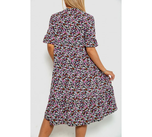 Плаття з квітковим принтом, колір чорно-рожевий, 102R5251-1