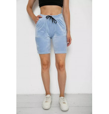 Шорти жіночі однотонні велюрові, колір блакитний, 238R58169