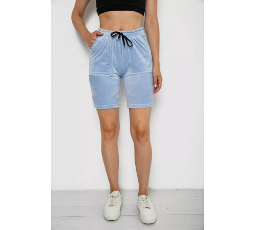 Шорты женские велюровые однотонные, цвет голубой, 238R58169
