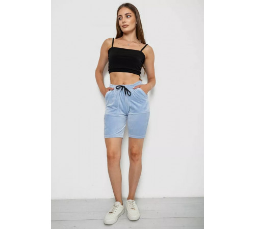 Шорты женские велюровые однотонные, цвет голубой, 238R58169