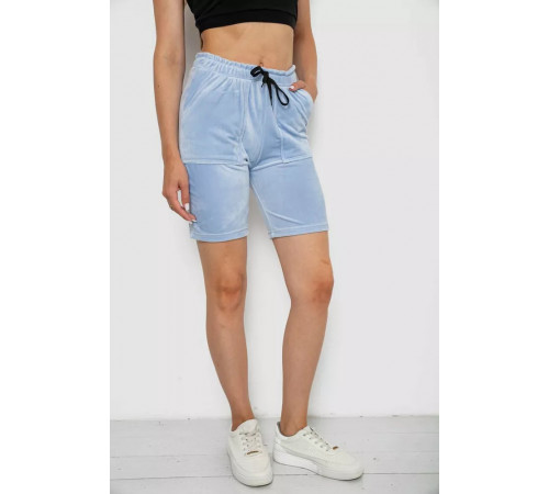 Шорты женские велюровые однотонные, цвет голубой, 238R58169