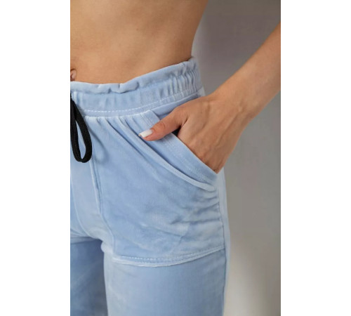 Шорты женские велюровые однотонные, цвет голубой, 238R58169