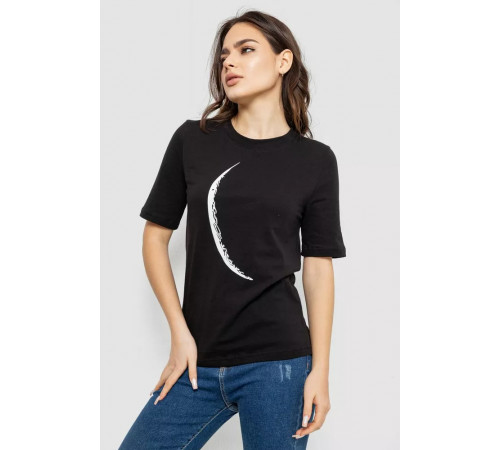 Футболка жіноча з принтом, колір чорний, 241R1830