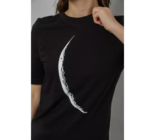 Футболка жіноча з принтом, колір чорний, 241R1830