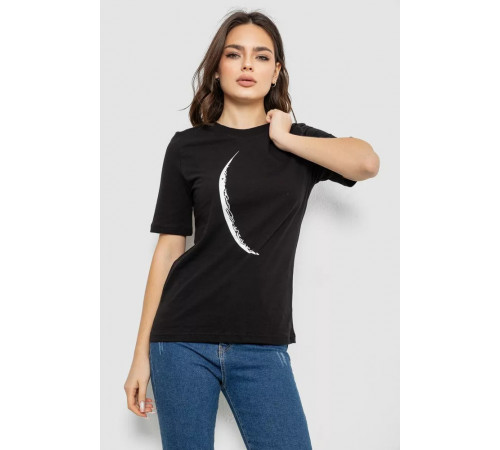 Футболка жіноча з принтом, колір чорний, 241R1830