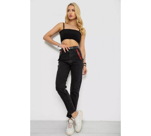 Джинси жіночі Mom-fit, колір чорний, 182R9135 Джинси жіночі Mom-fit, колір чорний, 182R9135