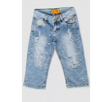 Капрі джинсові для дівчаток, колір блакитний, 247R2606