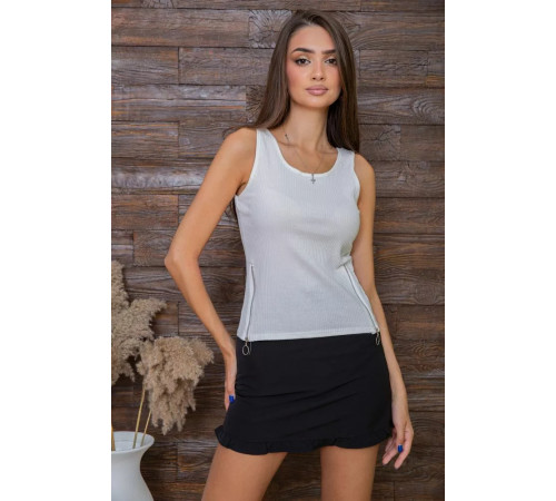 Майка жіноча, з декоративними блискавками, білого кольору, 180R232