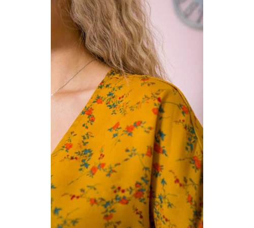 Вільна сукня, в квітковий принт, колір Гірчичний, 115R0463-2