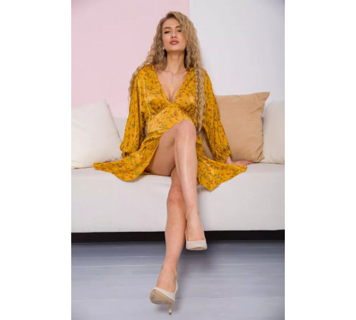 Вільна сукня, в квітковий принт, колір Гірчичний, 115R0463-2