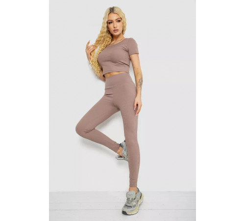 Костюм жіночий в рубчик, колір мокко, 221R3609