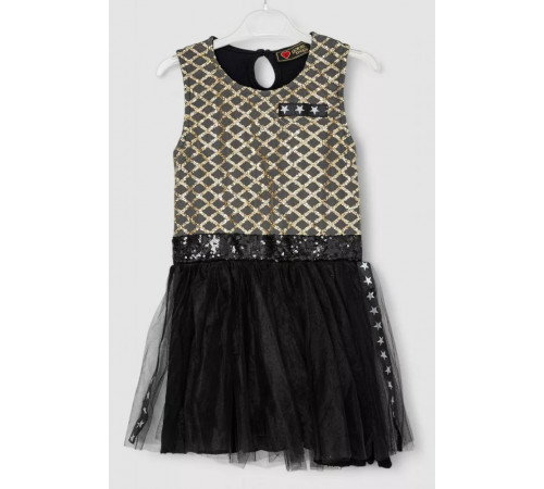 Платье для девочек нарядное, цвет черно-золотой, 247R330