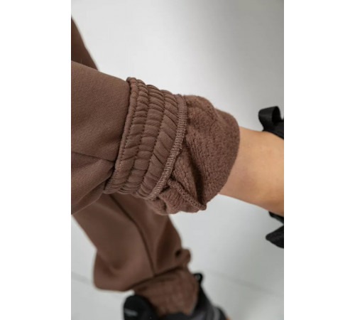 Спортивные брюки женские на флисе, цвет коричневый, 102R415-1.