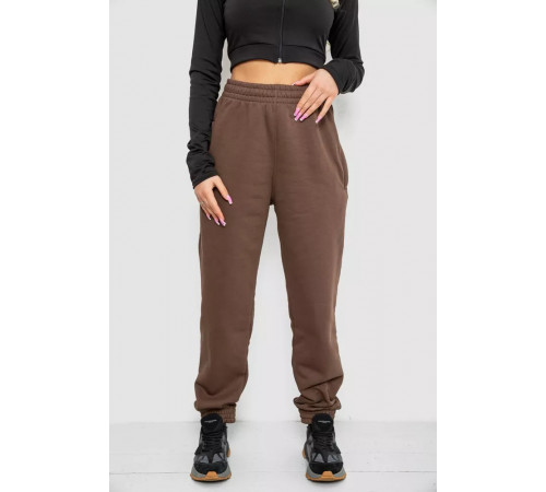 Спортивные брюки женские на флисе, цвет коричневый, 102R415-1.