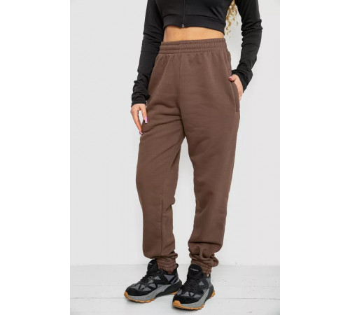 Спортивные брюки женские на флисе, цвет коричневый, 102R415-1.
