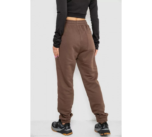 Спортивные брюки женские на флисе, цвет коричневый, 102R415-1.